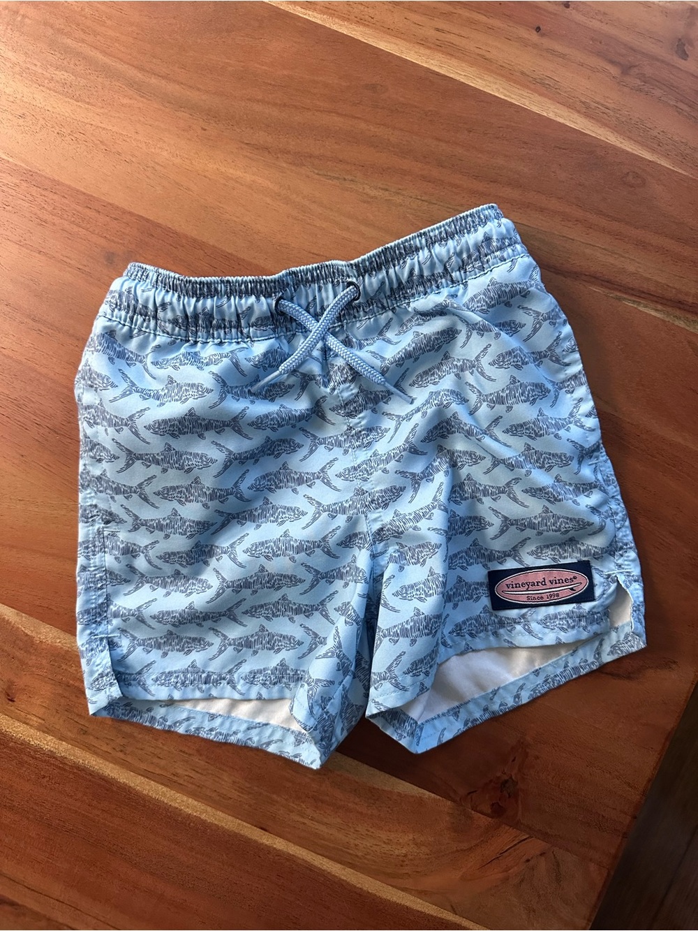 Vineyard Vines Kids 4T Sky Blue Shark Swim Trunks